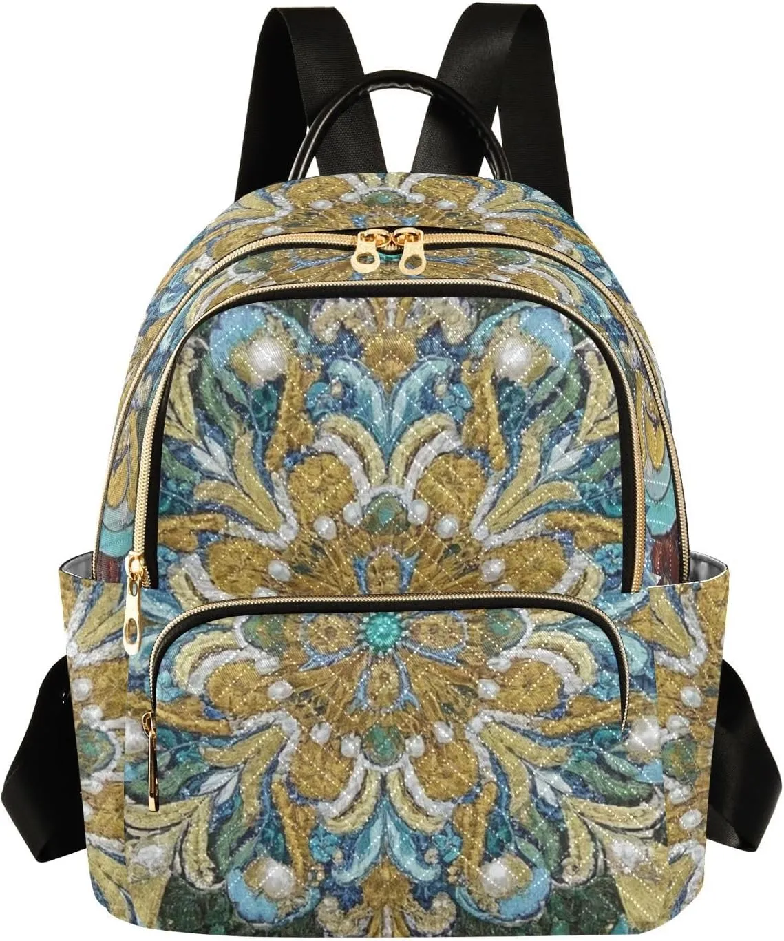 Mini Backpack Quilted Purse for Womens Small Backpack Daypack Embroider Pattern for Travel Daily Camping,Multi10