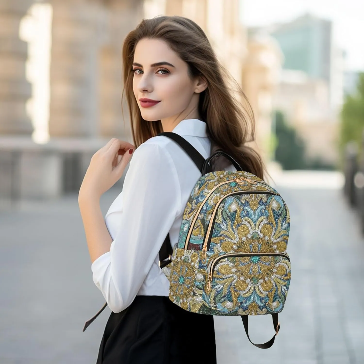 Mini Backpack Quilted Purse for Womens Small Backpack Daypack Embroider Pattern for Travel Daily Camping,Multi10