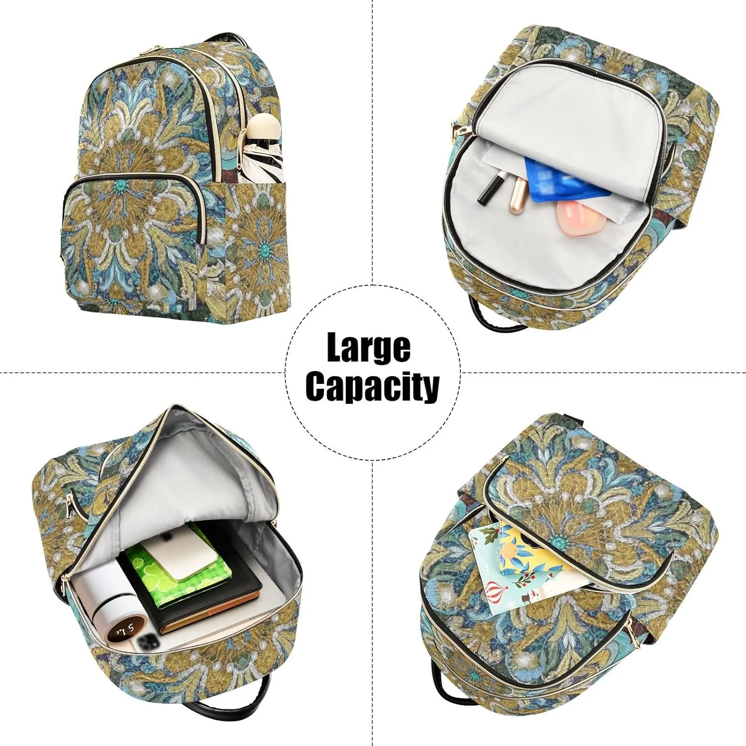 Mini Backpack Quilted Purse for Womens Small Backpack Daypack Embroider Pattern for Travel Daily Camping,Multi10
