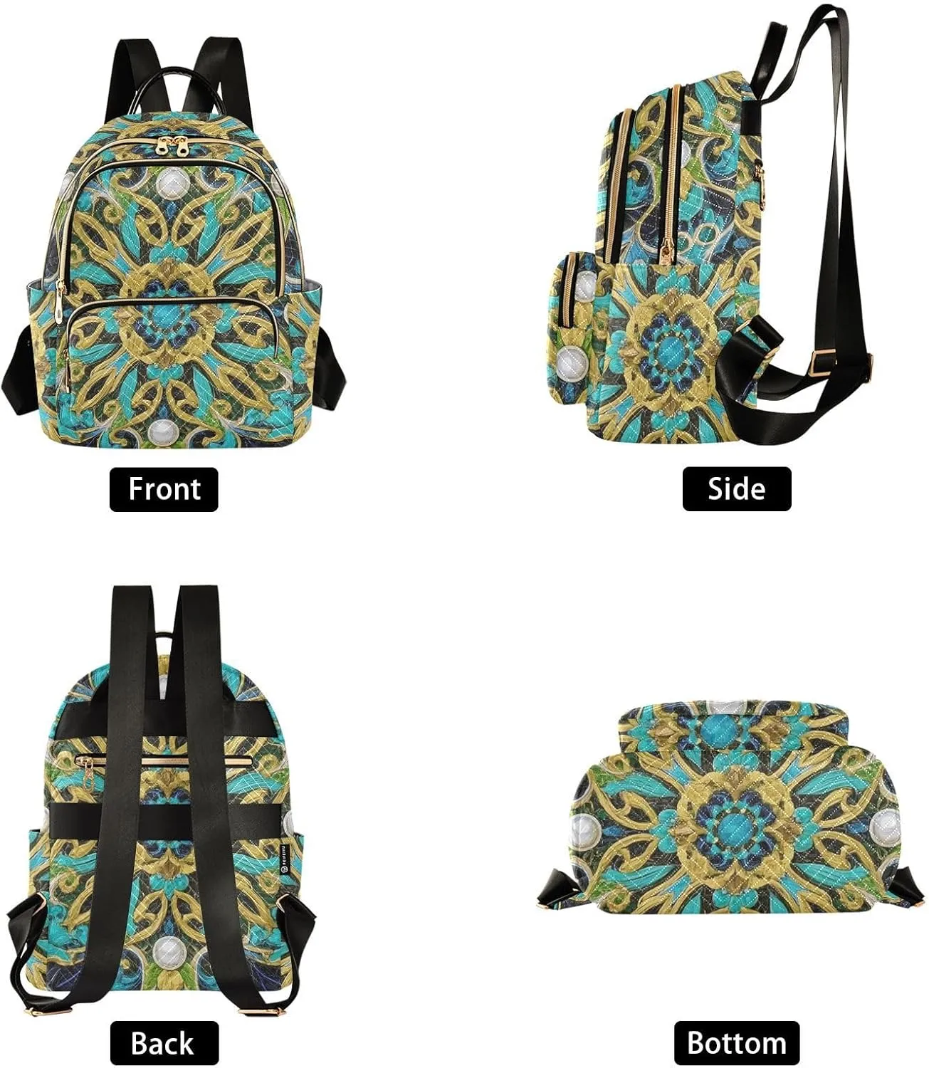 Mini Backpack Quilted Purse for Womens Small Backpack Daypack Embroider Pattern for Travel Daily Camping,Multi12