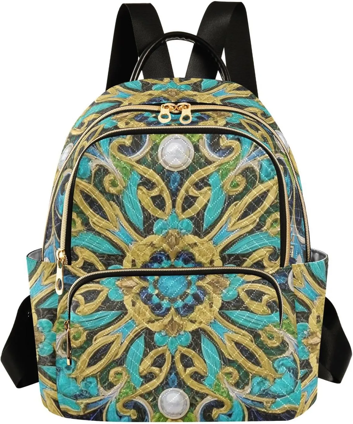 Mini Backpack Quilted Purse for Womens Small Backpack Daypack Embroider Pattern for Travel Daily Camping,Multi12