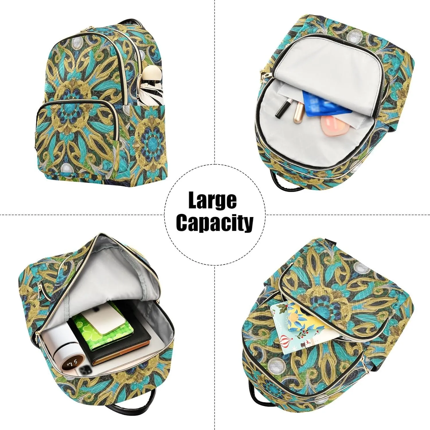 Mini Backpack Quilted Purse for Womens Small Backpack Daypack Embroider Pattern for Travel Daily Camping,Multi12