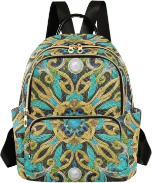 Mini Backpack Quilted Purse for Womens Small Backpack Daypack Embroider Pattern for Travel Daily Camping,Multi12
