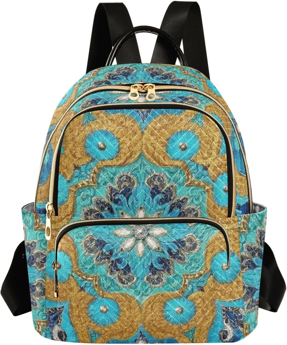 Mini Backpack Quilted Purse for Womens Small Backpack Daypack Embroider Pattern for Travel Daily Camping,Multi1