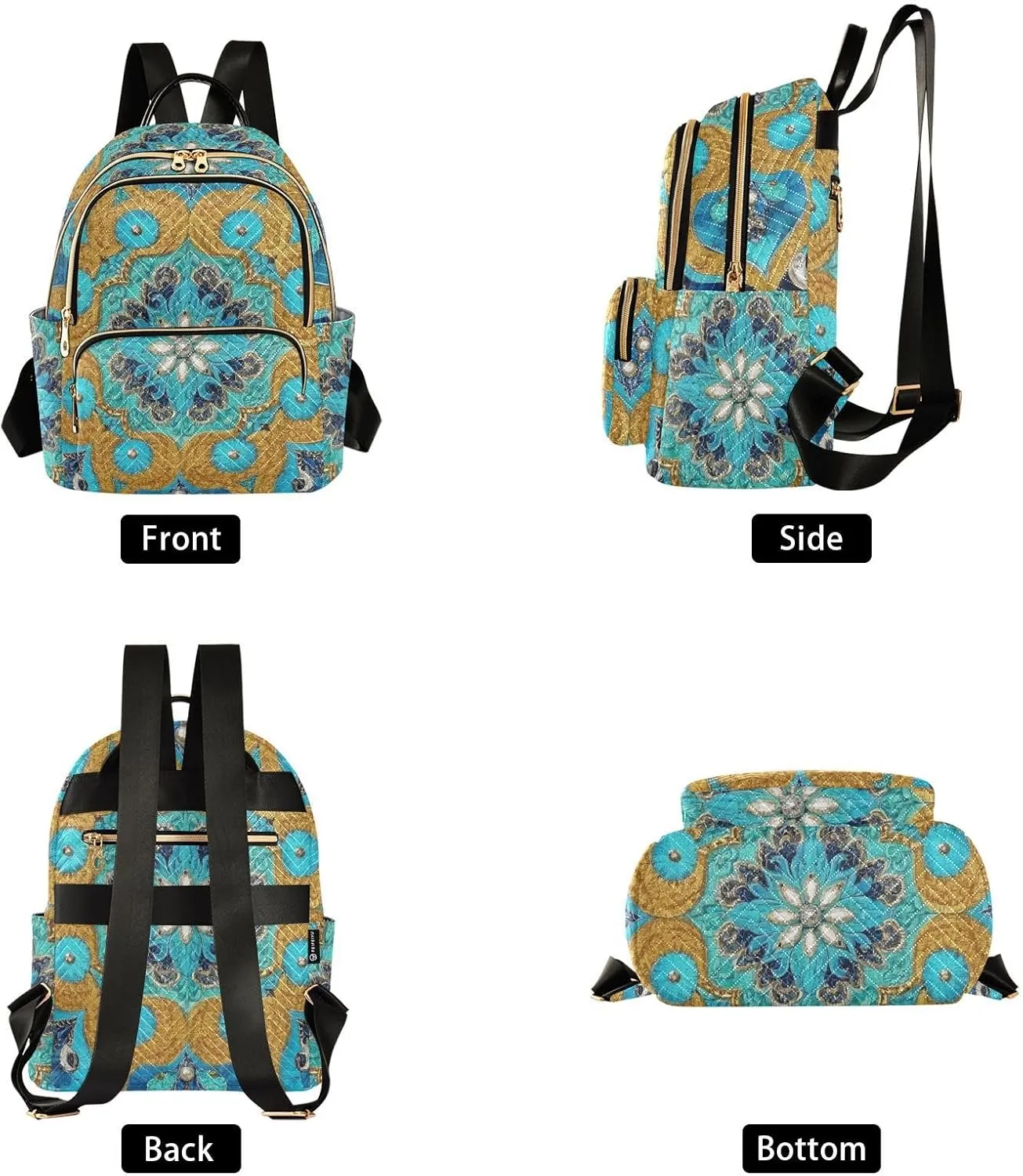 Mini Backpack Quilted Purse for Womens Small Backpack Daypack Embroider Pattern for Travel Daily Camping,Multi1