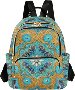 Mini Backpack Quilted Purse for Womens Small Backpack Daypack Embroider Pattern for Travel Daily Camping,Multi1