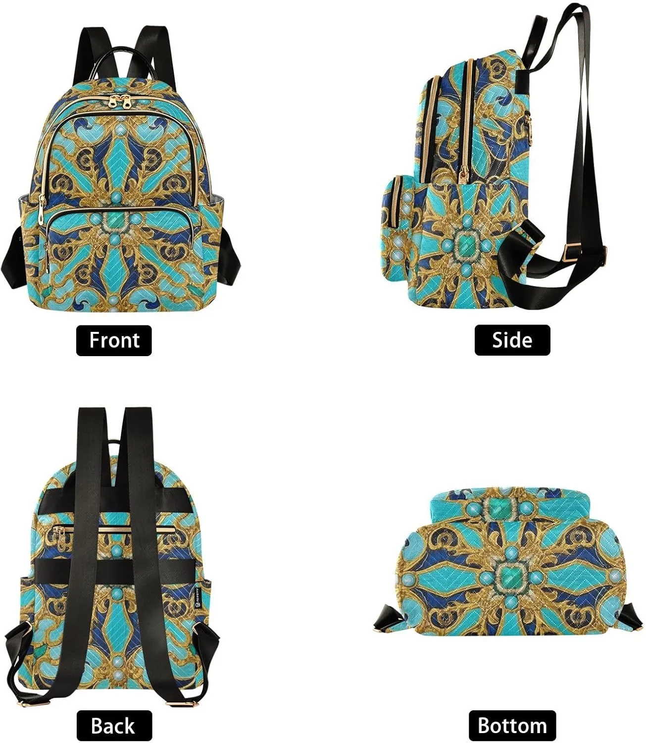 Mini Backpack Quilted Purse for Womens Small Backpack Daypack Embroider Pattern for Travel Daily Camping,Multi2