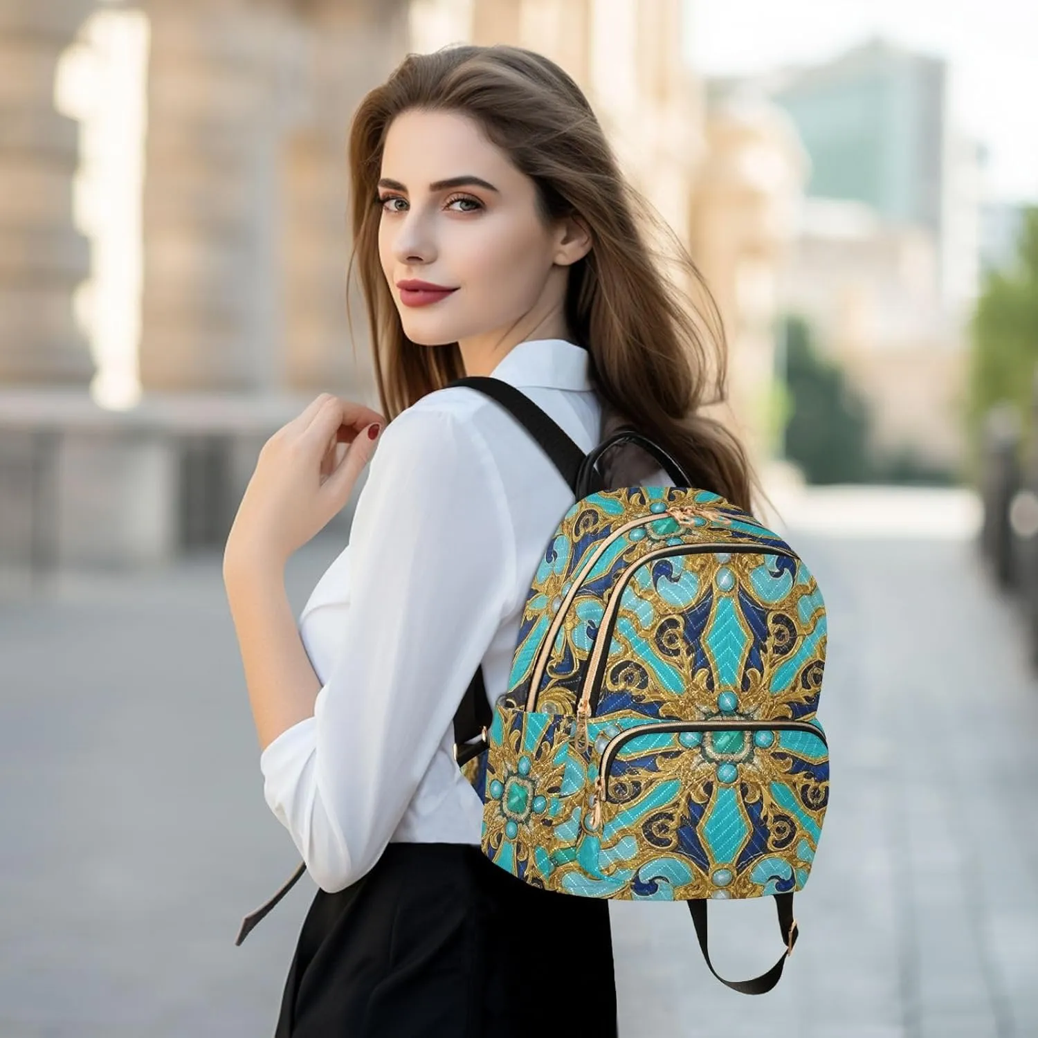 Mini Backpack Quilted Purse for Womens Small Backpack Daypack Embroider Pattern for Travel Daily Camping,Multi2