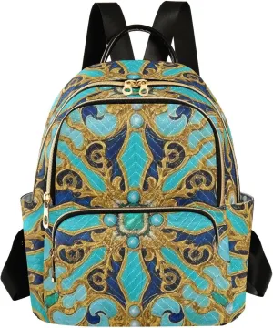 Mini Backpack Quilted Purse for Womens Small Backpack Daypack Embroider Pattern for Travel Daily Camping,Multi2
