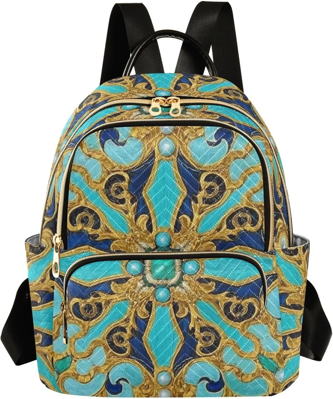 Mini Backpack Quilted Purse for Womens Small Backpack Daypack Embroider Pattern for Travel Daily Camping,Multi2