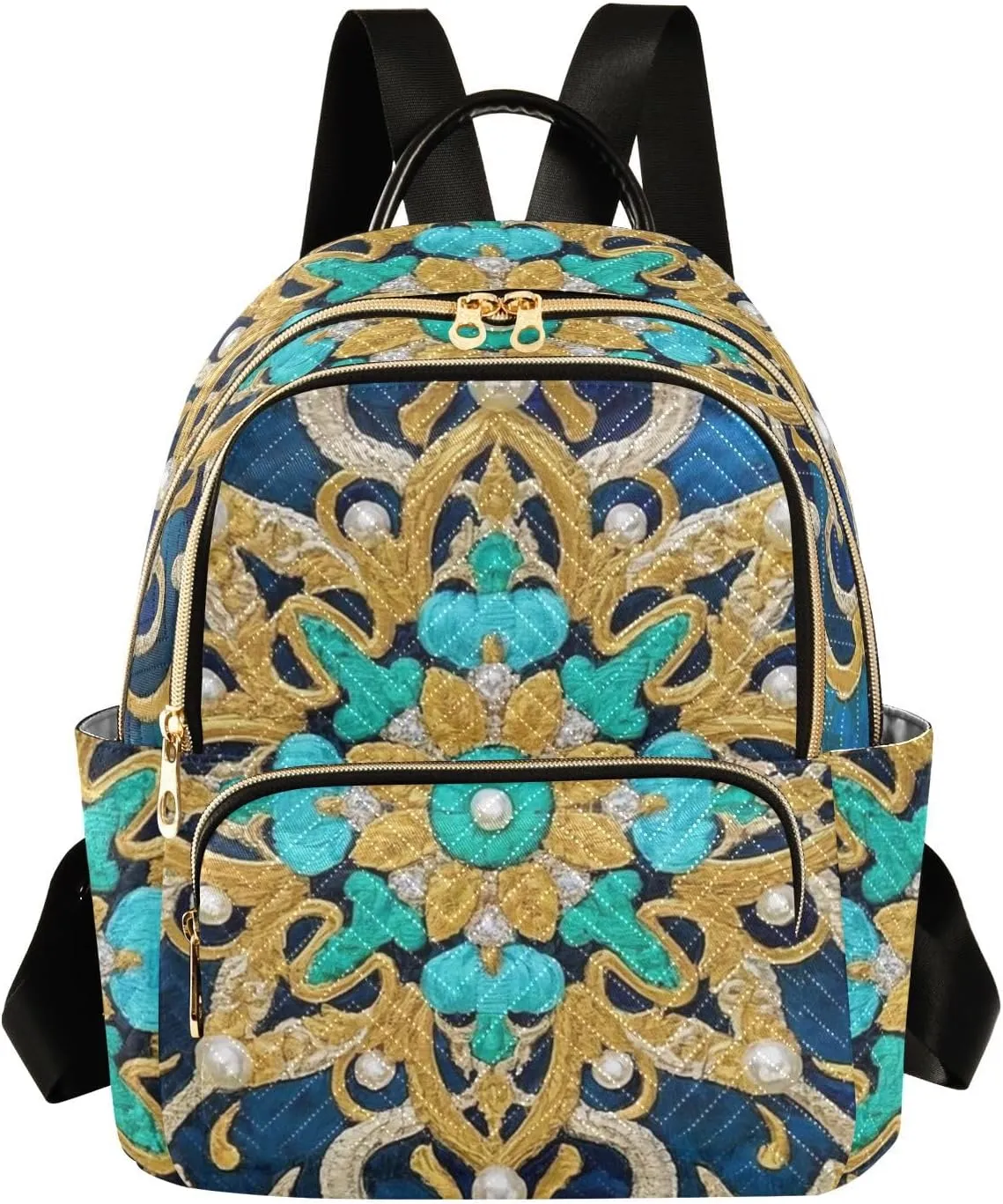 Mini Backpack Quilted Purse for Womens Small Backpack Daypack Embroider Pattern for Travel Daily Work,Multi11