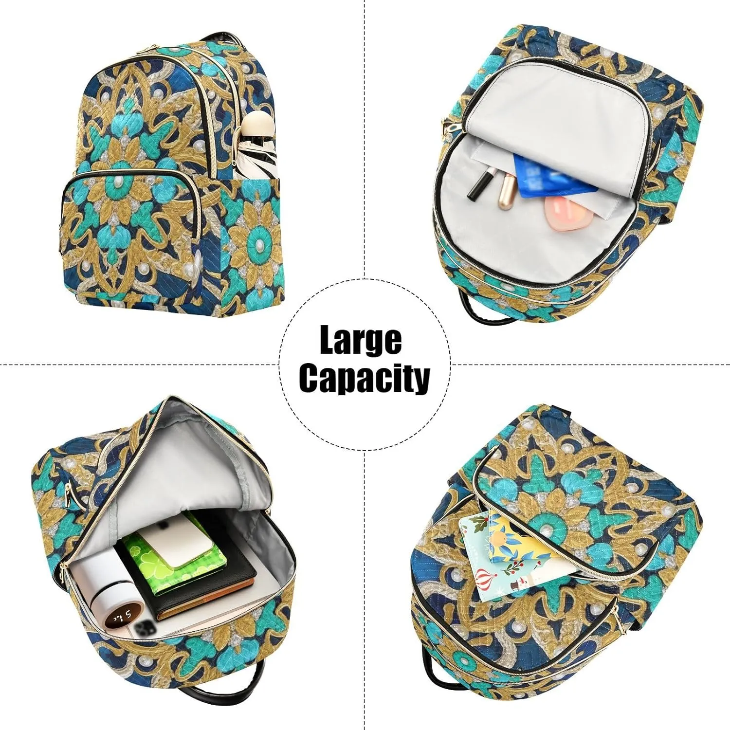 Mini Backpack Quilted Purse for Womens Small Backpack Daypack Embroider Pattern for Travel Daily Work,Multi11