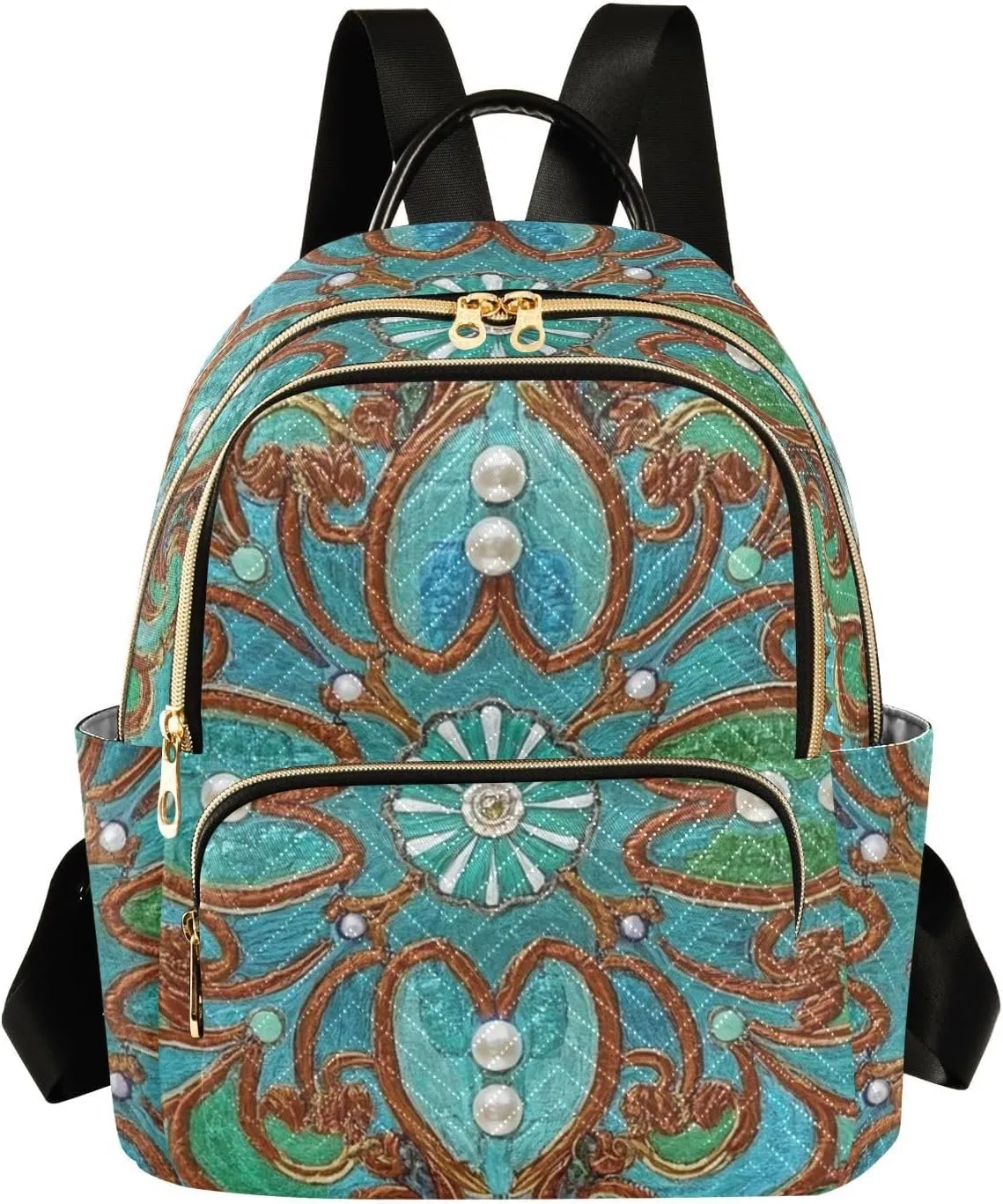Mini Backpack Quilted Purse for Womens Small Backpack Daypack Embroider Pattern for Travel Daily Work,Multi12