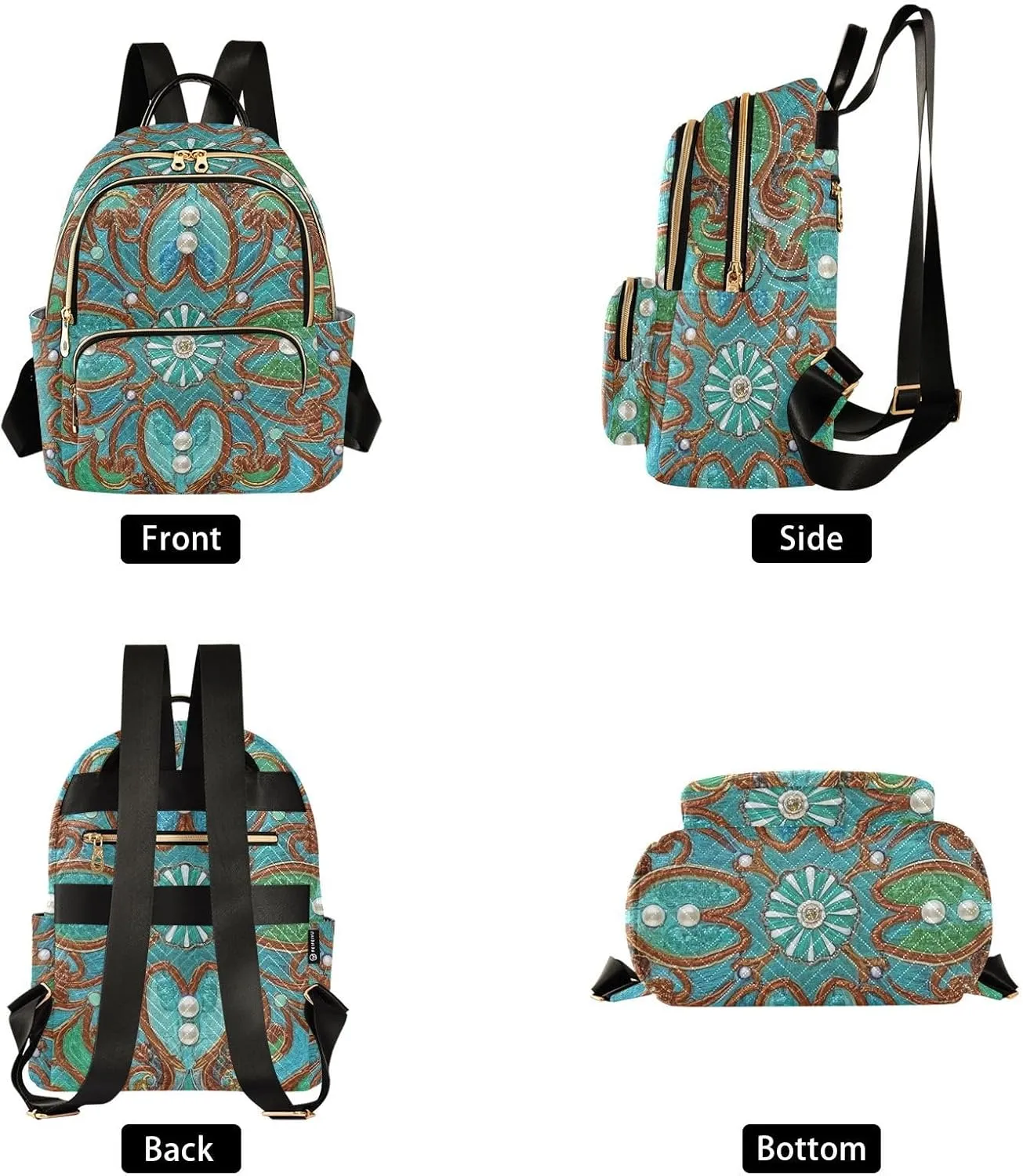 Mini Backpack Quilted Purse for Womens Small Backpack Daypack Embroider Pattern for Travel Daily Work,Multi12