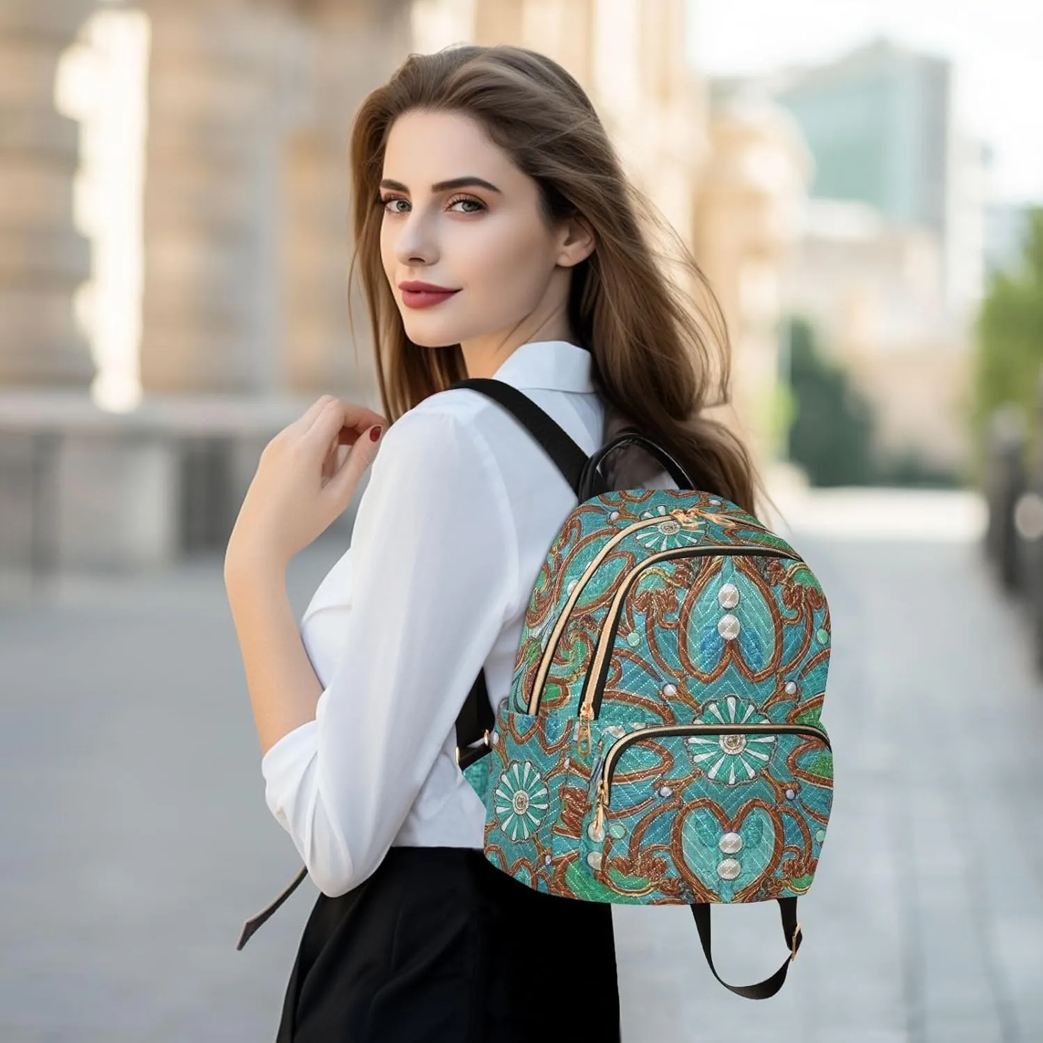 Mini Backpack Quilted Purse for Womens Small Backpack Daypack Embroider Pattern for Travel Daily Work,Multi12