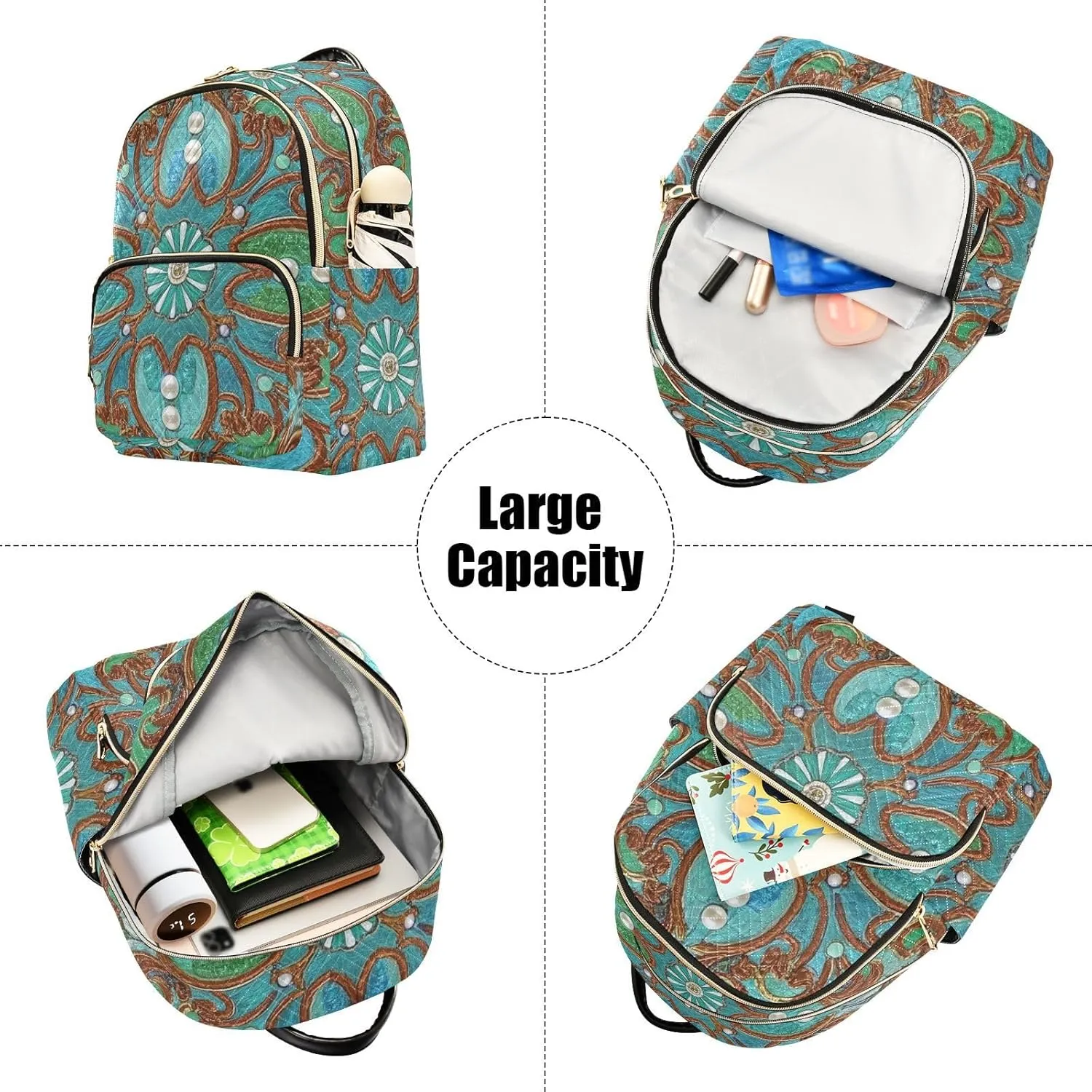 Mini Backpack Quilted Purse for Womens Small Backpack Daypack Embroider Pattern for Travel Daily Work,Multi12