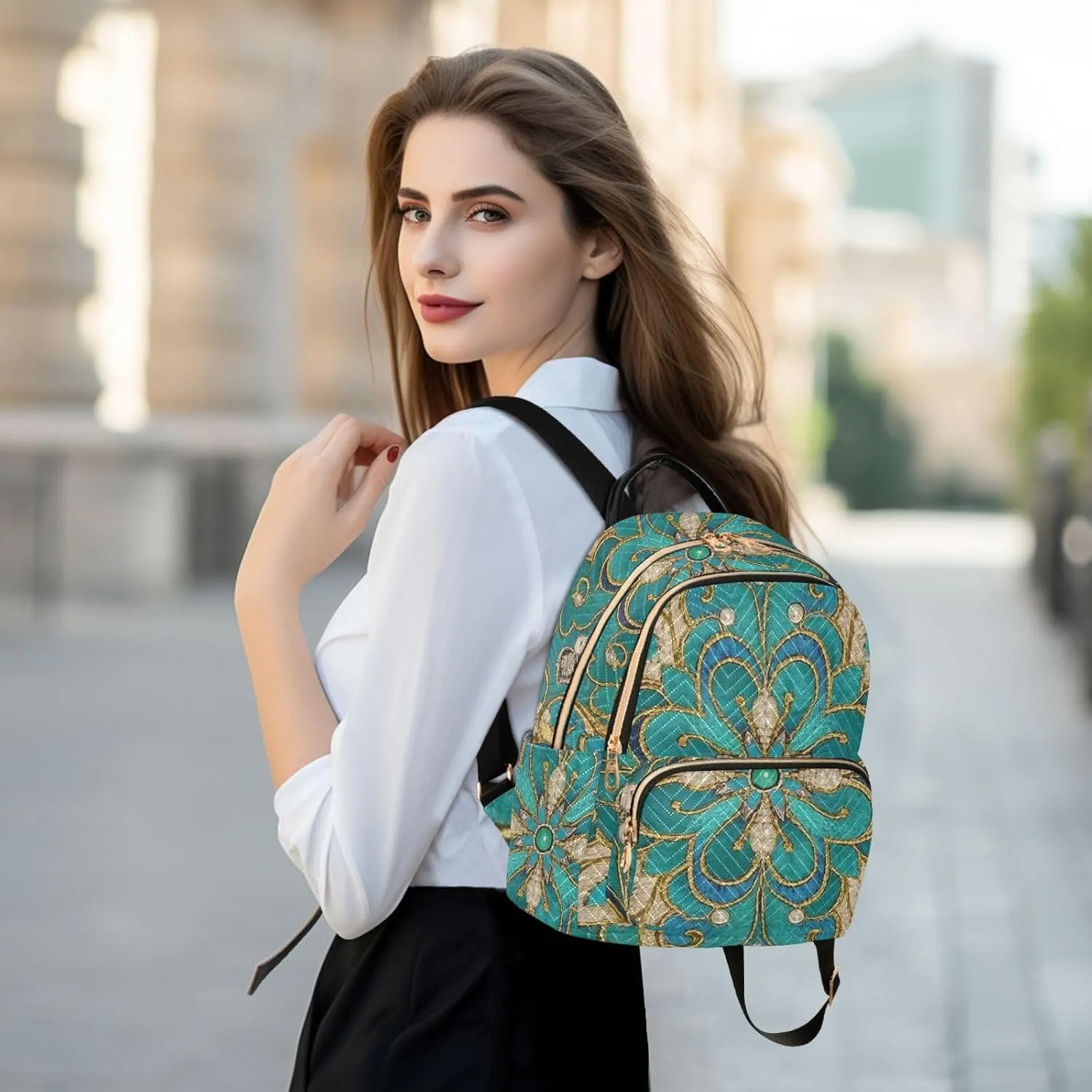 Mini Backpack Quilted Purse for Womens Small Backpack Daypack Embroider Print for Travel Daily Work,Multi10