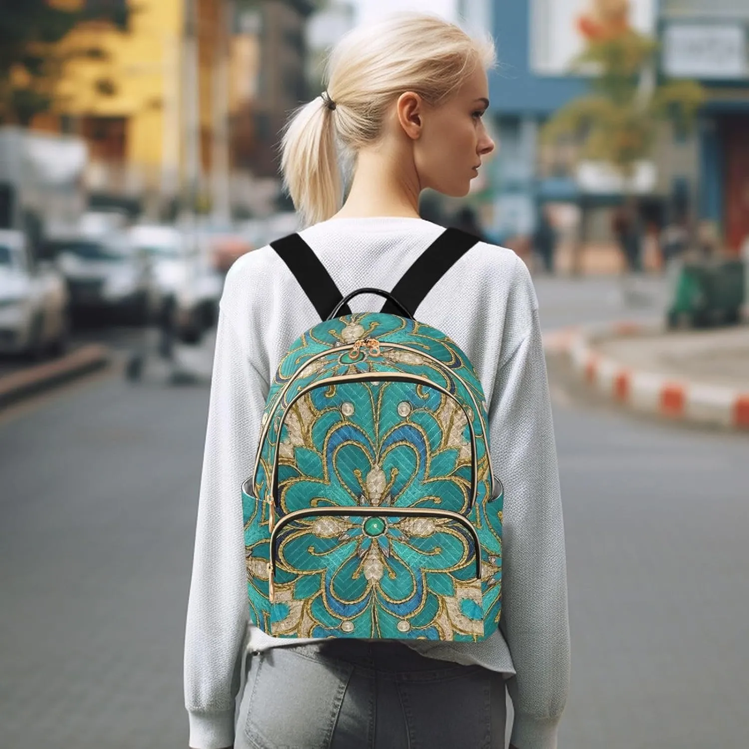 Mini Backpack Quilted Purse for Womens Small Backpack Daypack Embroider Print for Travel Daily Work,Multi10