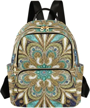 Mini Backpack Quilted Purse for Womens Small Backpack Daypack Embroider Print for Travel Daily Work,Multi1