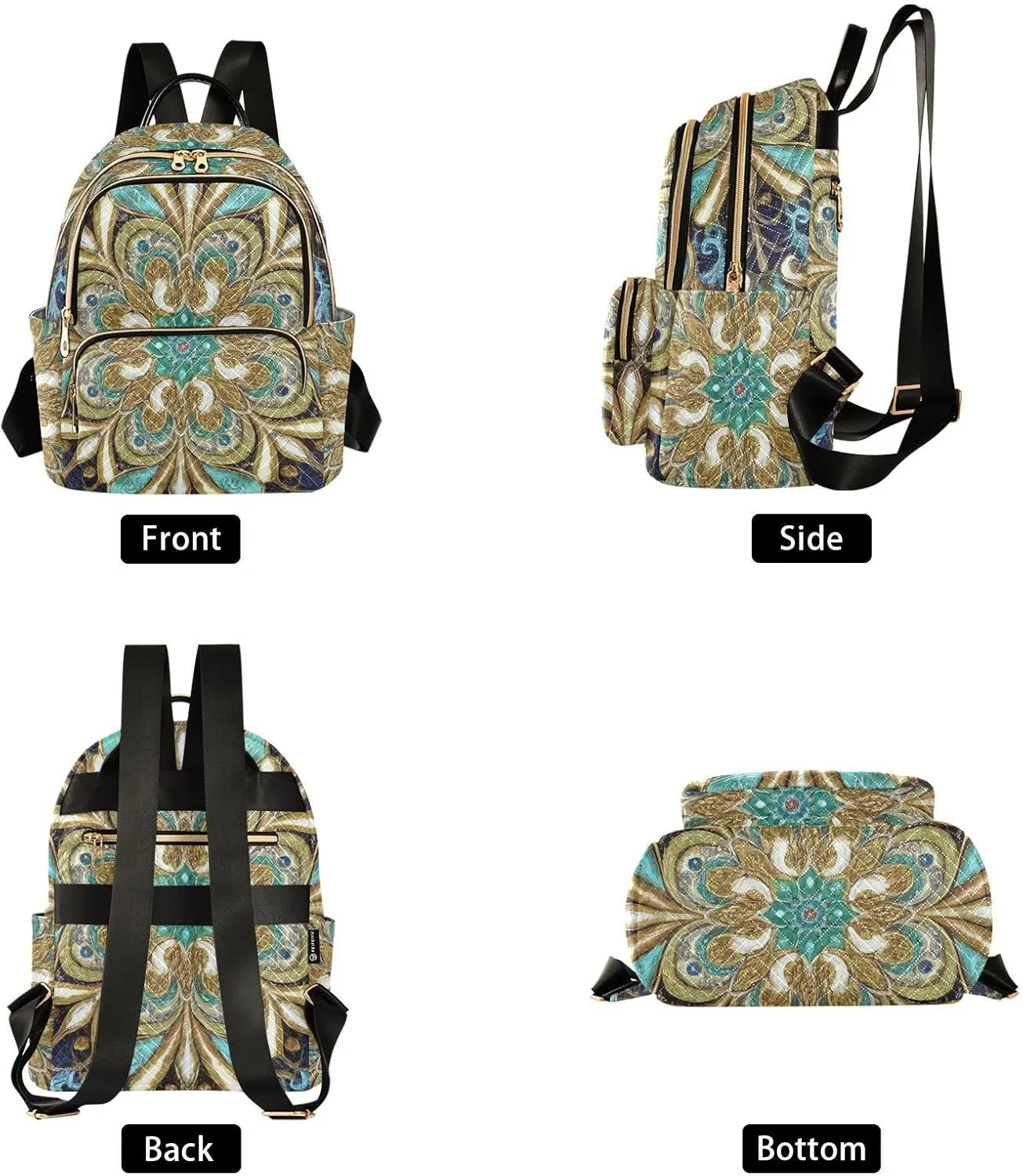 Mini Backpack Quilted Purse for Womens Small Backpack Daypack Embroider Print for Travel Daily Work,Multi1