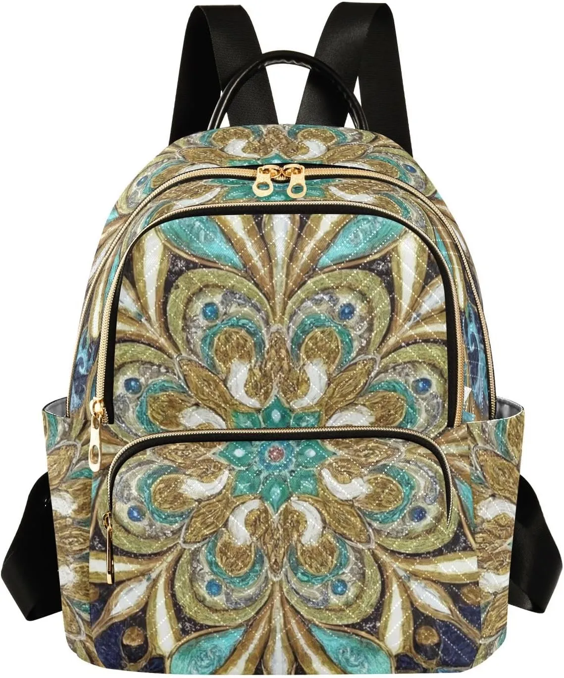 Mini Backpack Quilted Purse for Womens Small Backpack Daypack Embroider Print for Travel Daily Work,Multi1