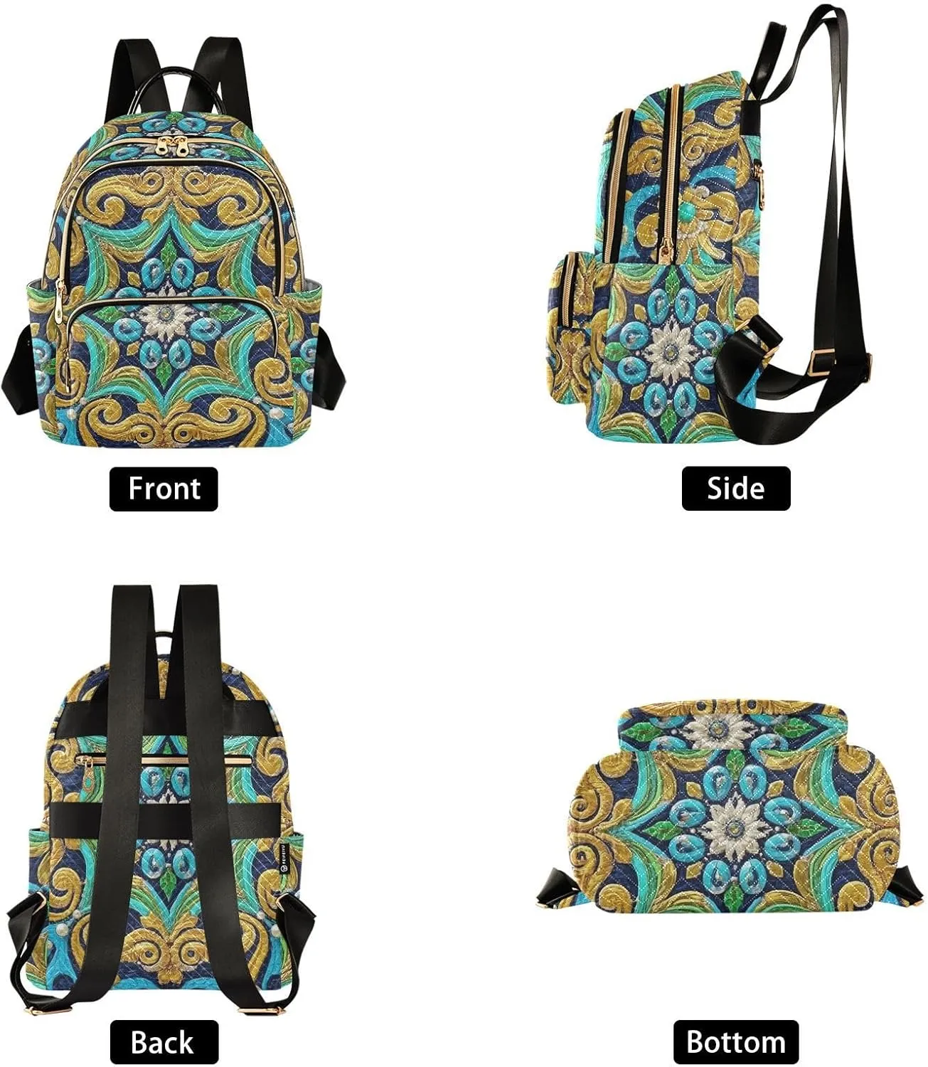 Mini Backpack Quilted Purse for Womens Small Backpack Daypack Embroider Print for Travel Daily Work,Multi2