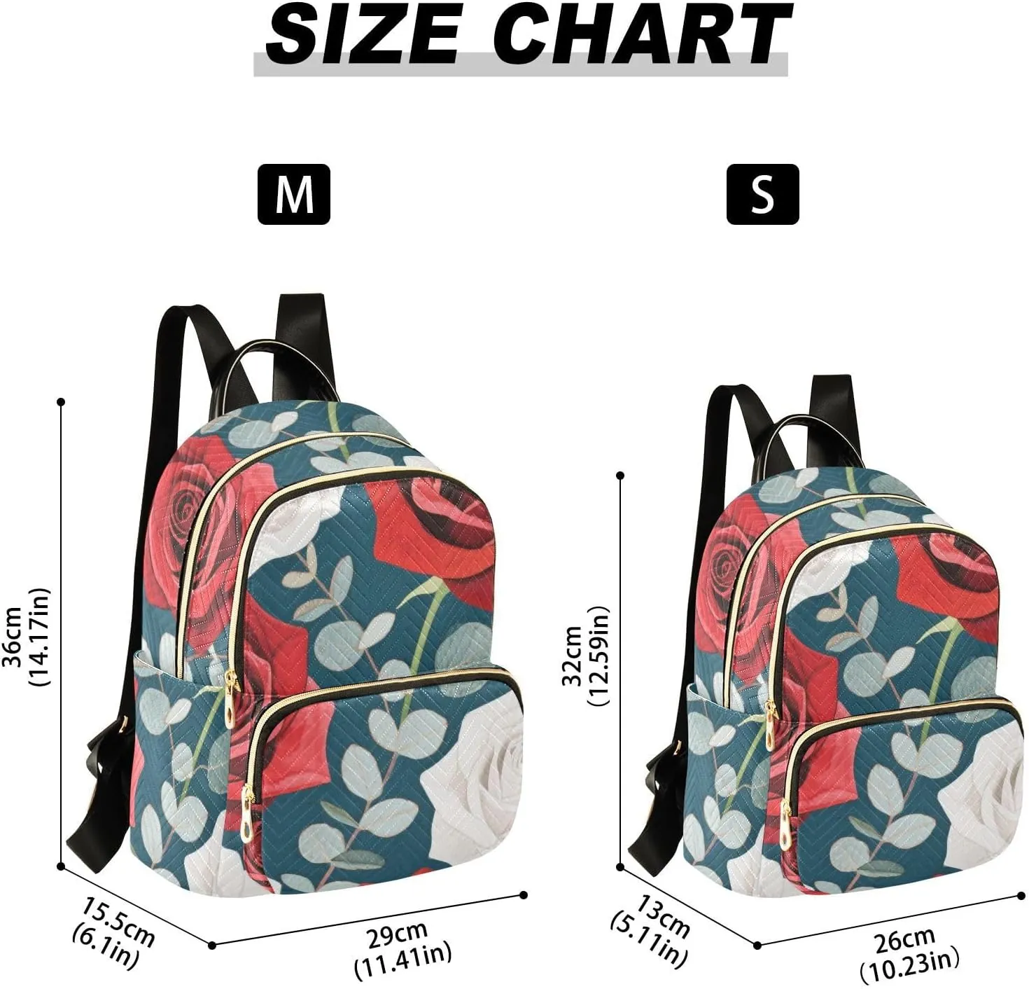 Mini Backpack Quilted Purse for Womens Small Backpack Daypack Rose Design for Travel Daily Work,Multi1
