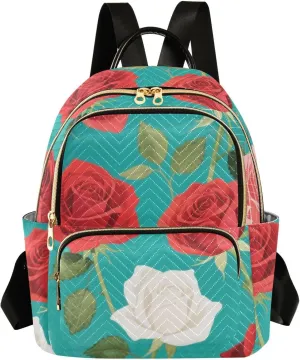 Mini Backpack Quilted Purse for Womens Small Backpack Daypack Rose Pattern for Travel Daily Camping,Multi11