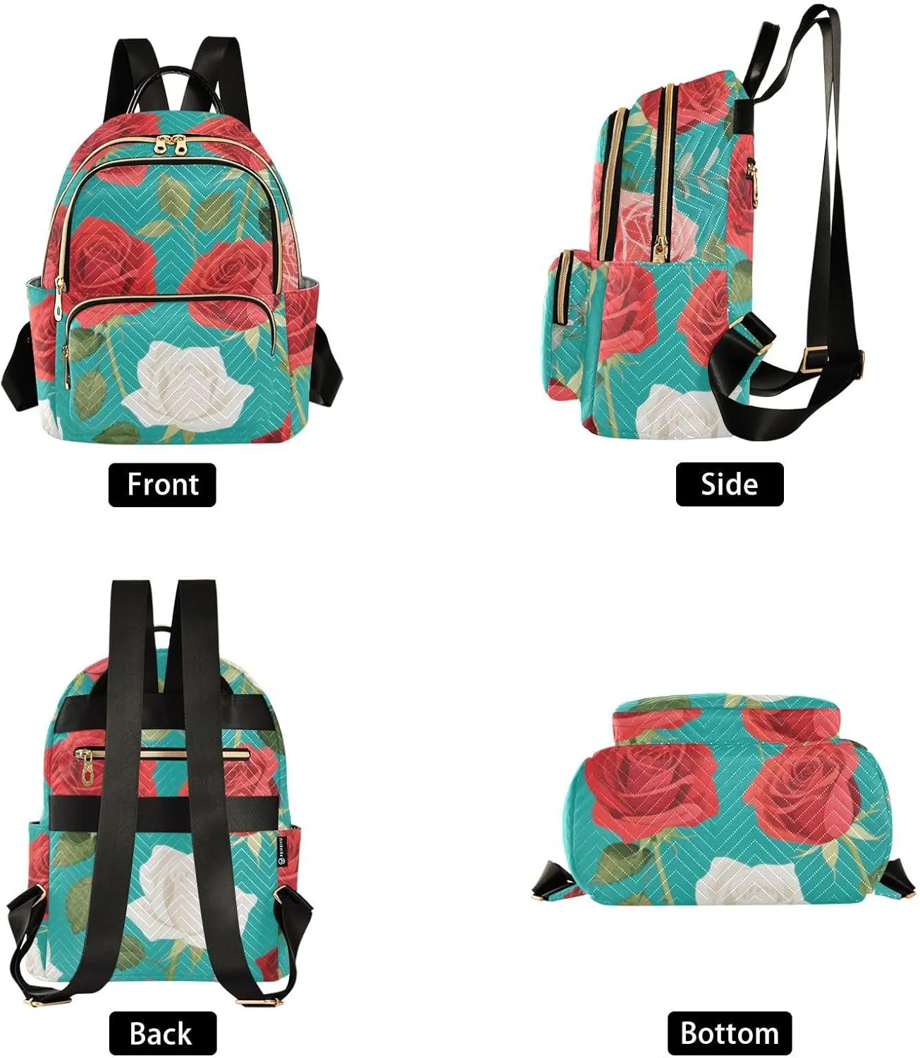 Mini Backpack Quilted Purse for Womens Small Backpack Daypack Rose Pattern for Travel Daily Camping,Multi11