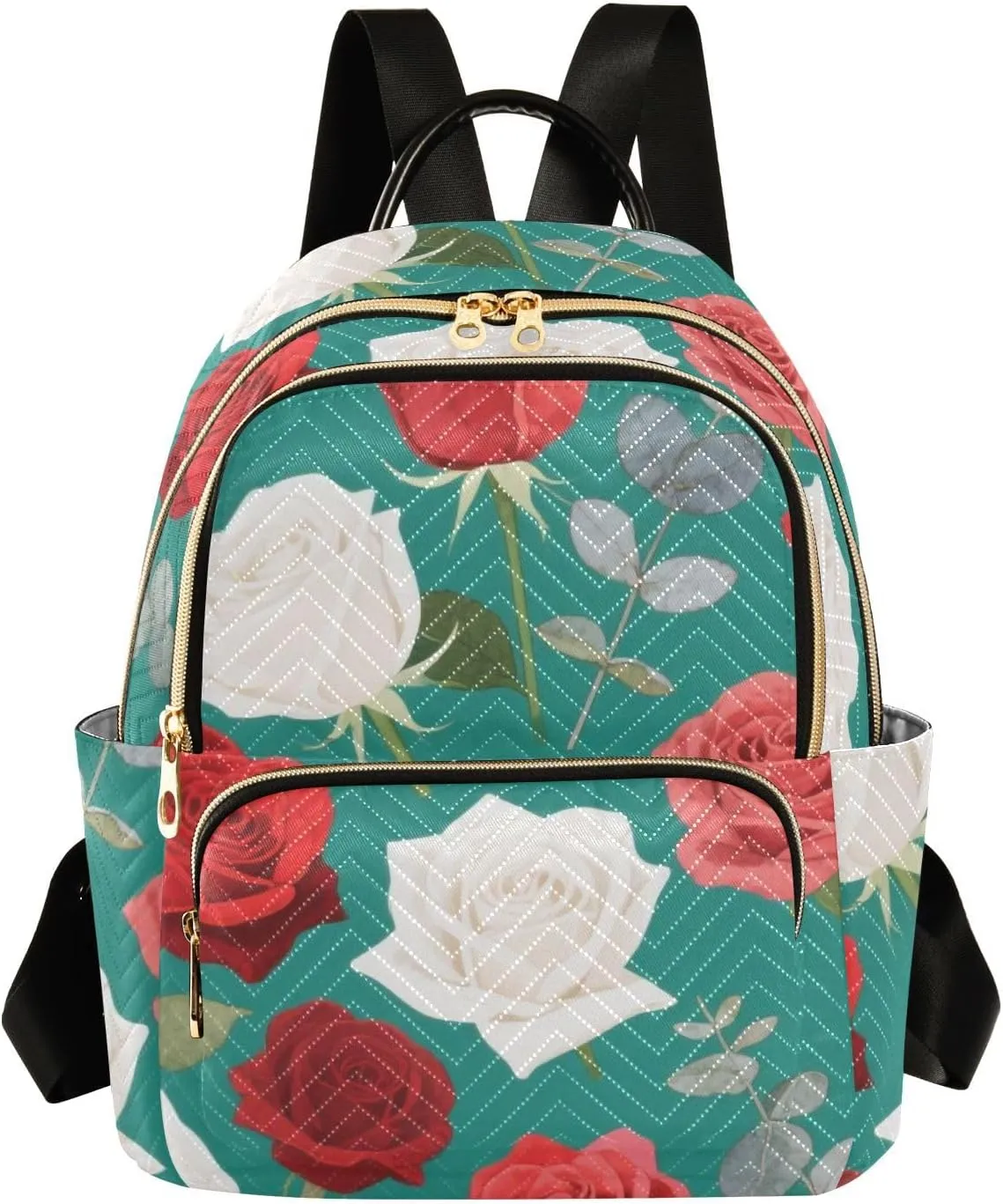 Mini Backpack Quilted Purse for Womens Small Backpack Daypack Rose Pattern for Travel Daily Camping,Multi12