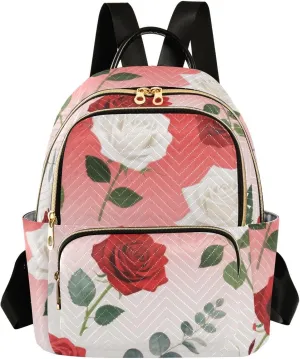 Mini Backpack Quilted Purse for Womens Small Backpack Daypack Rose Pattern for Travel Daily Camping,Multi2