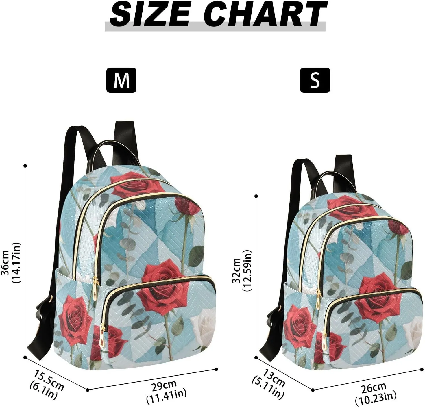 Mini Backpack Quilted Purse for Womens Small Backpack Daypack Rose Pattern for Travel Daily Work,Multi11