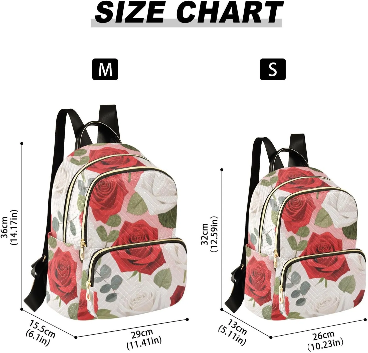 Mini Backpack Quilted Purse for Womens Small Backpack Daypack Rose Print for Travel Daily Work,Multi10