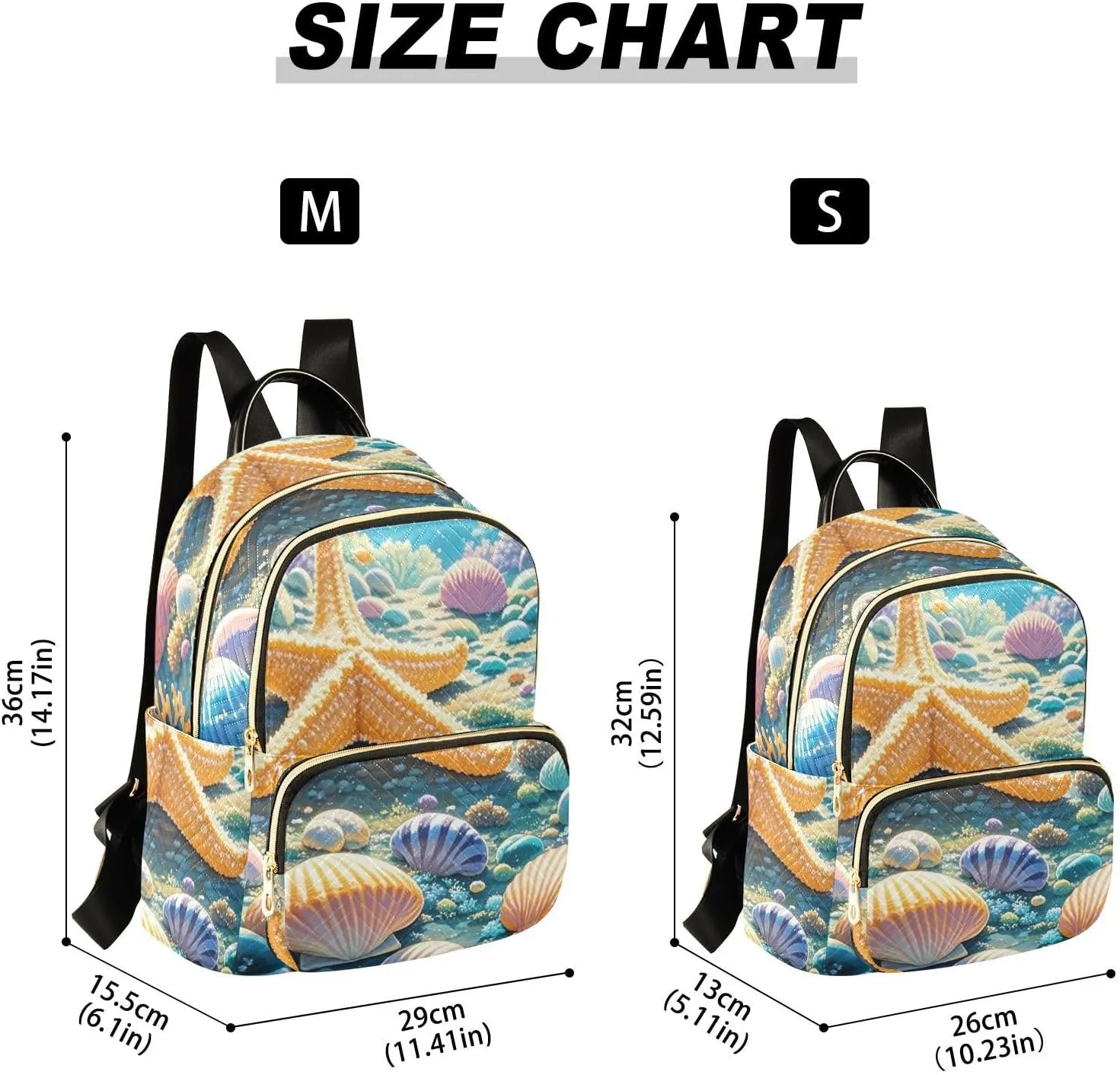Mini Backpack Quilted Purse for Womens Small Backpack Daypack Starfish Design for Travel Daily Camping,Multi1