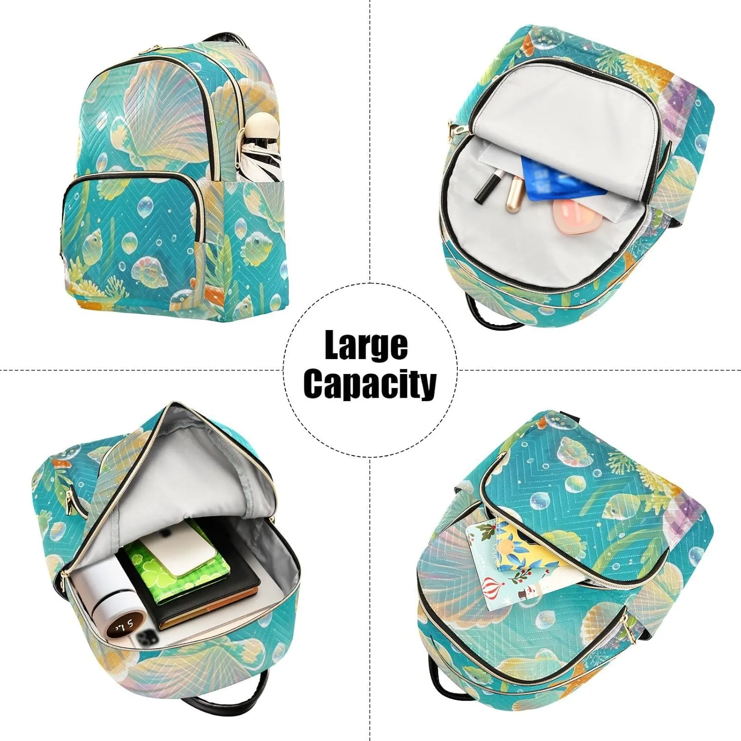 Mini Backpack Quilted Purse for Womens Small Backpack Daypack Starfish Pattern for Travel Daily Camping,Multi12