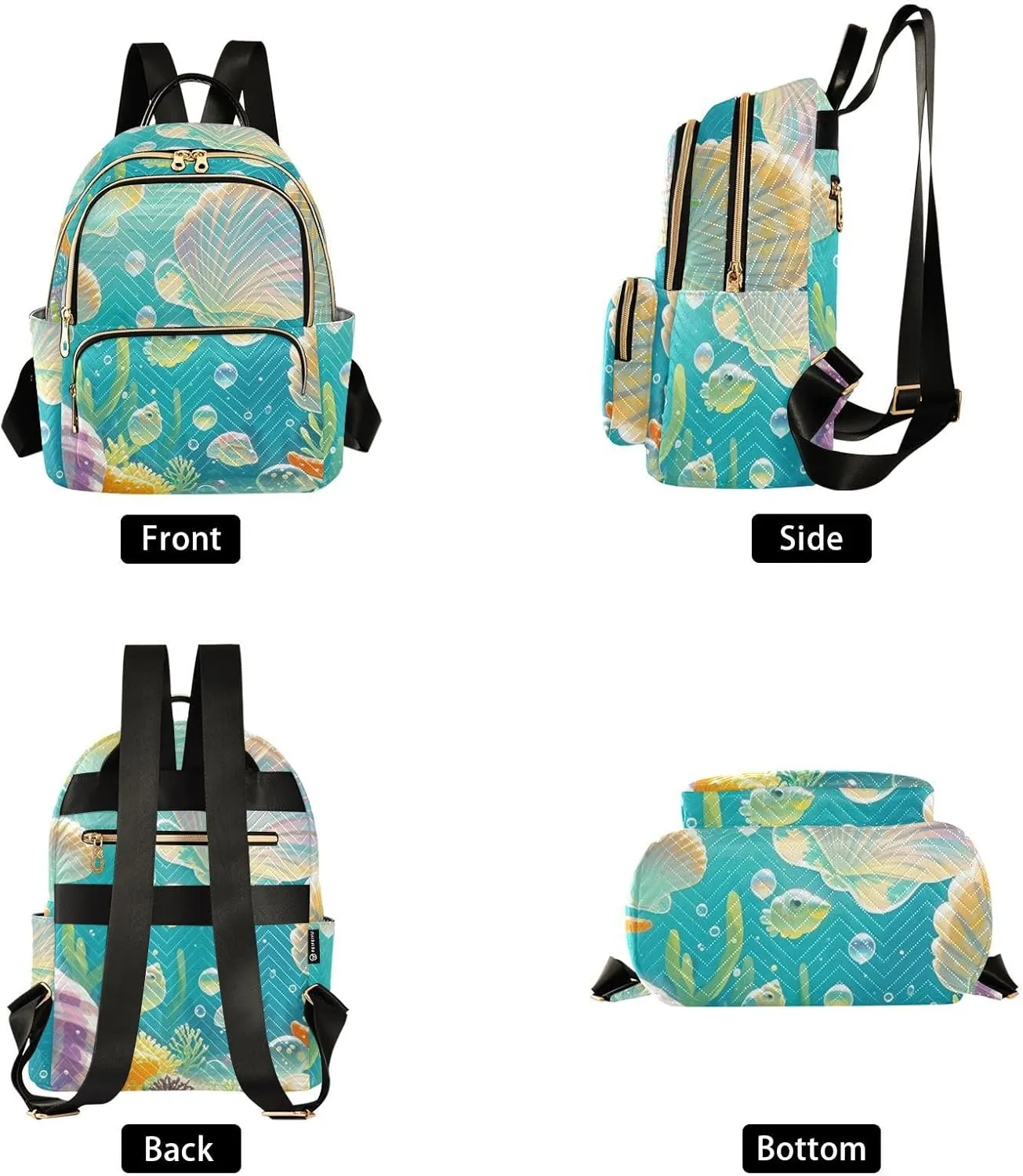 Mini Backpack Quilted Purse for Womens Small Backpack Daypack Starfish Pattern for Travel Daily Camping,Multi12
