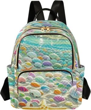 Mini Backpack Quilted Purse for Womens Small Backpack Daypack Starfish Print for Travel Daily Camping,Multi2