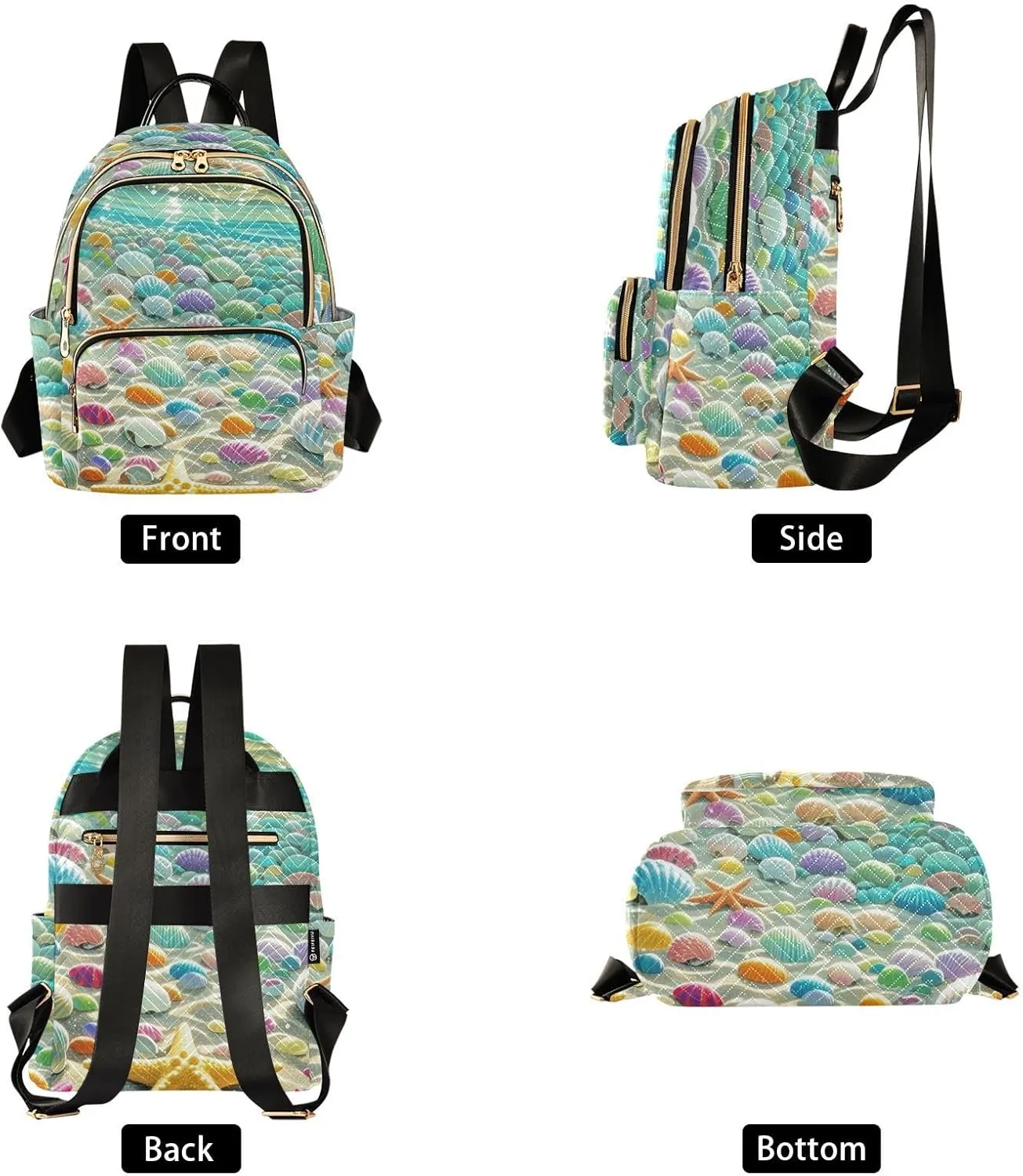 Mini Backpack Quilted Purse for Womens Small Backpack Daypack Starfish Print for Travel Daily Camping,Multi2