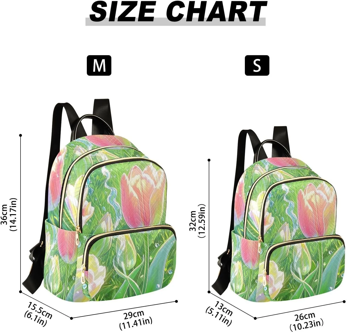 Mini Backpack Quilted Purse for Womens Small Backpack Daypack Tulips Pattern for Travel Daily Office,Multi10