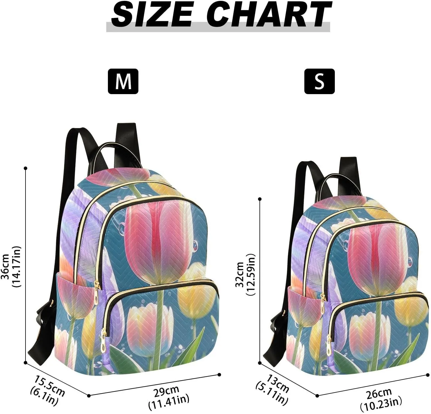 Mini Backpack Quilted Purse for Womens Small Backpack Daypack Tulips Pattern for Travel Daily Office,Multi11