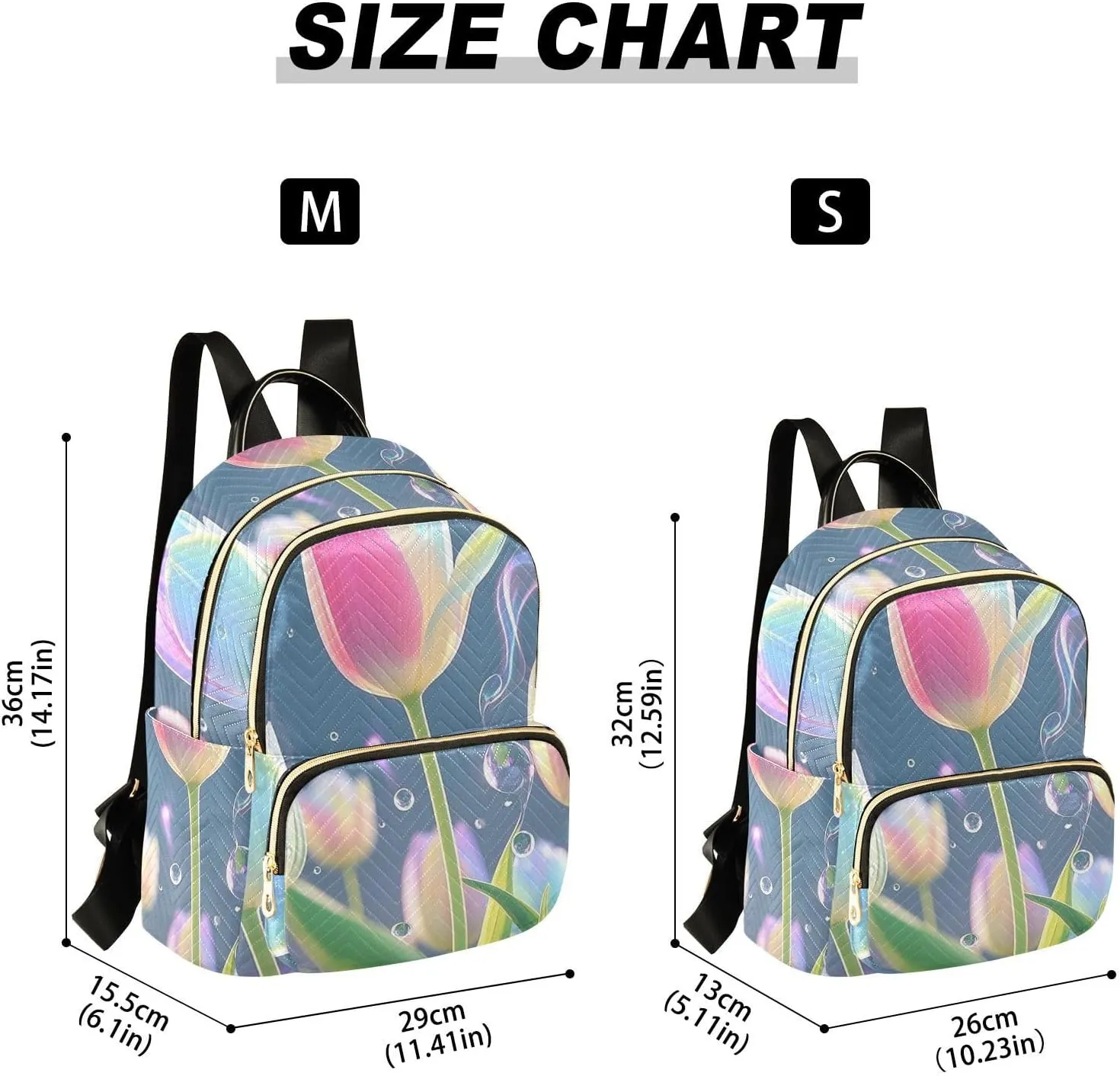 Mini Backpack Quilted Purse for Womens Small Backpack Daypack Tulips Print for Travel Daily Office,Multi1