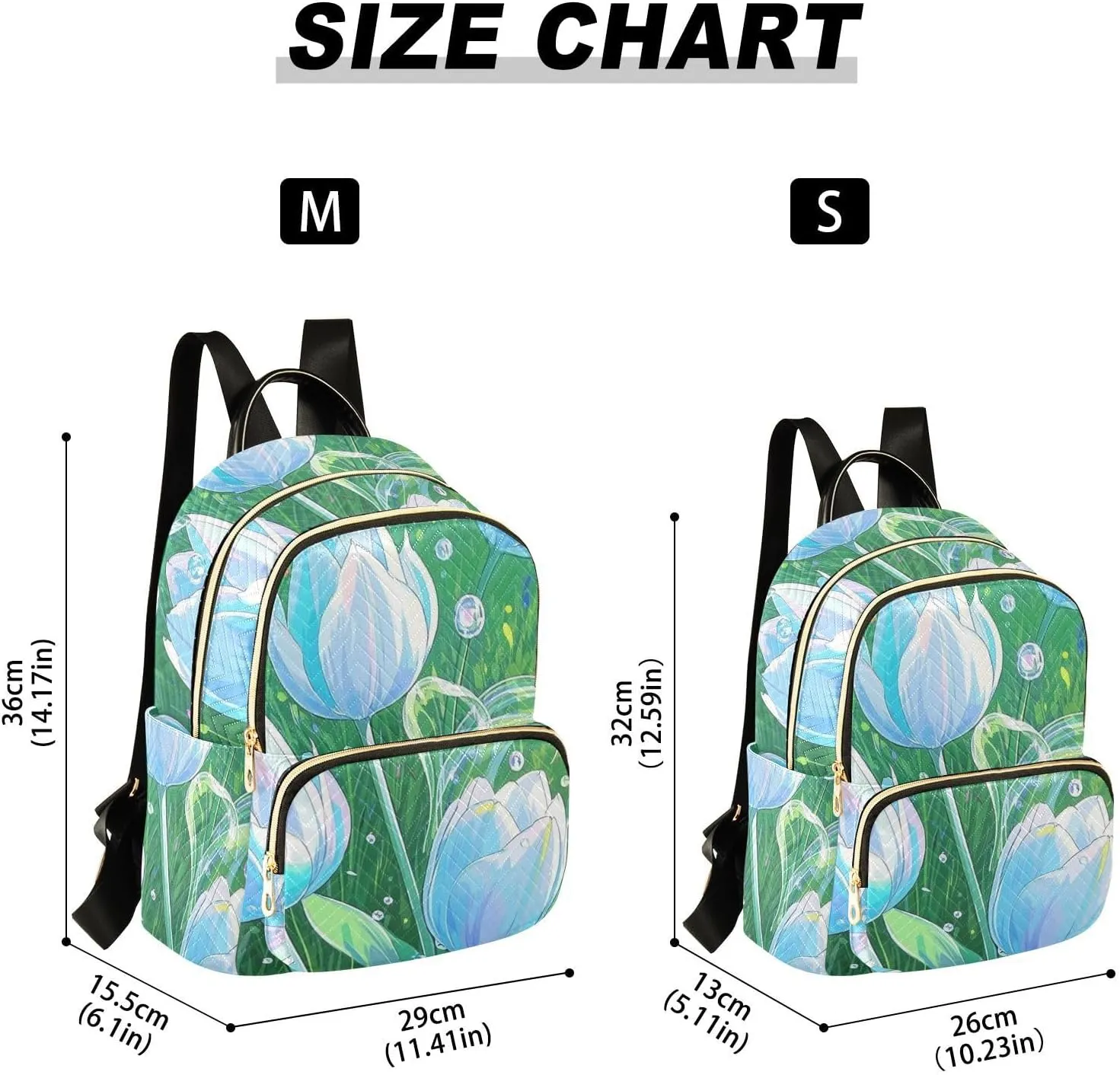 Mini Backpack Quilted Purse for Womens Small Backpack Daypack Tulips Print for Travel Daily Office,Multi3