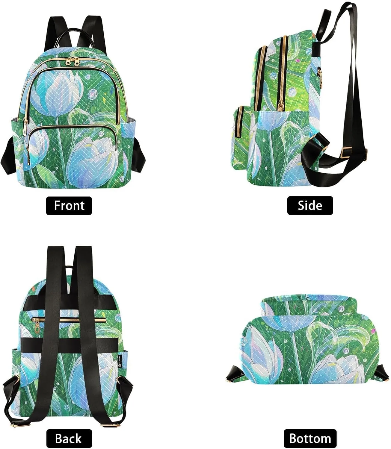 Mini Backpack Quilted Purse for Womens Small Backpack Daypack Tulips Print for Travel Daily Office,Multi3