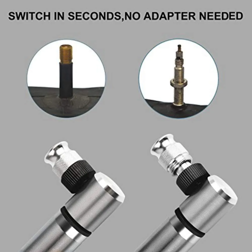 Mini Bike Pump Fits Presta Schrader 160 PSI Includes Mount Kit Compact Light Bicycle Tire Pump for Road,Mountain and BMX Bikes