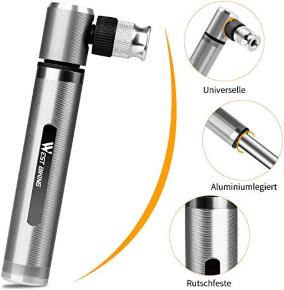 Mini Bike Pump Fits Presta Schrader 160 PSI Includes Mount Kit Compact Light Bicycle Tire Pump for Road,Mountain and BMX Bikes