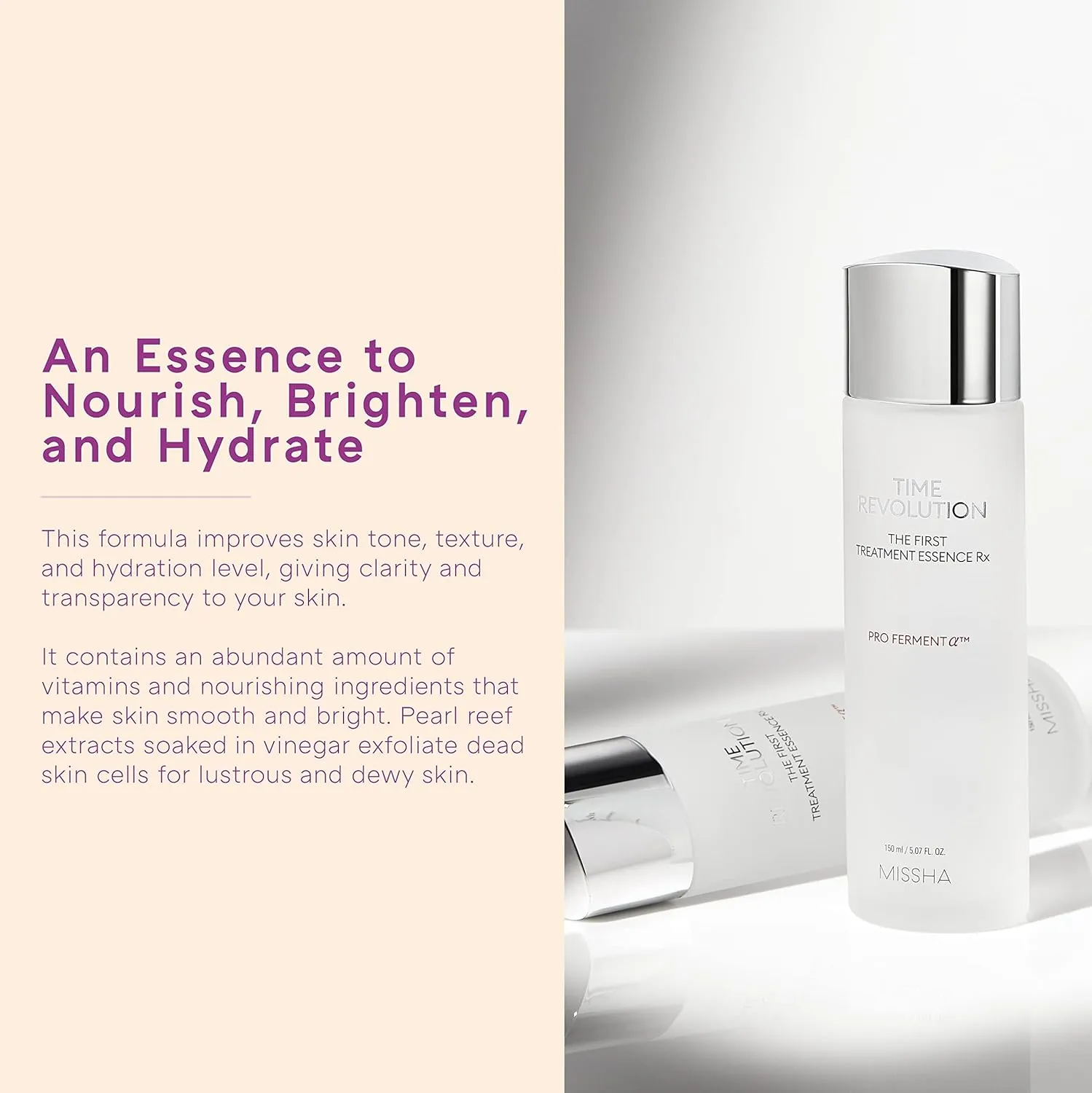MISSHA Time Revolution The First Essence RX (4th Gen) 5.07 Fl oz/150ml, Korean Face Essence, Hydrating Facial Toner, Skin Smoothing & pH Balancing Toner for All Skin Types, Mother's Day Gifts