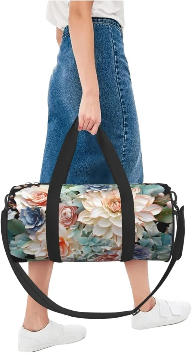 Modern Bohemia Flower Travel Duffle Bag for Men Women Sport Gym Bag Foldable Weekender Bag Carry on Overnight Bag for Travel Swimming Basketball
