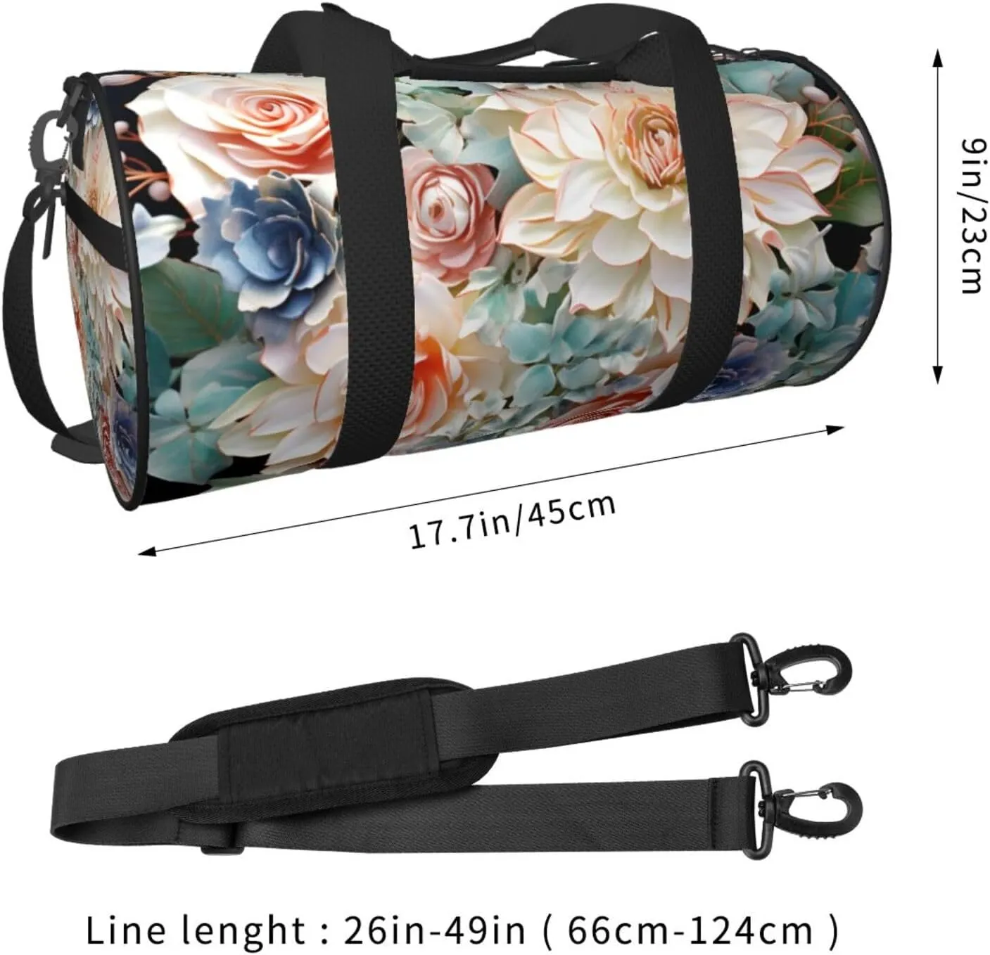 Modern Bohemia Flower Travel Duffle Bag for Men Women Sport Gym Bag Foldable Weekender Bag Carry on Overnight Bag for Travel Swimming Basketball