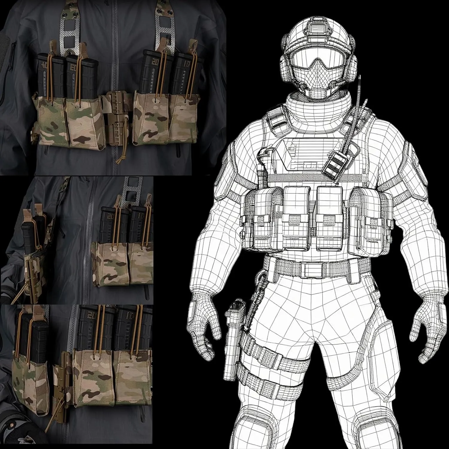 Modular Tactical Chest Rig, Lightweight Modular DIY Free Combination Molle Pouch Increase Carrying Capacity, Hunting Quick Release System