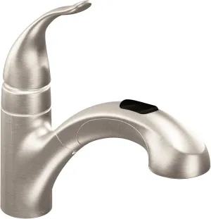 Moen Integra Spot Resist Stainless One-Handle Pullout Kitchen or Laundry Faucet Featuring Power Clean with Optional Deckplate, 67315SRS